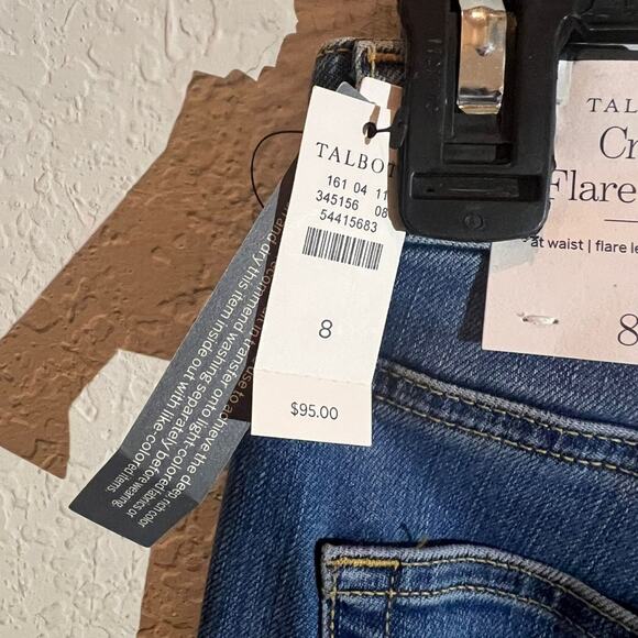 Talbots Crop Flare Jeans Womens Size 8 Blue High Rise Denim Strecht NEW - Picture 5 of 8